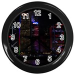 Hong Kong China Asia Skyscraper Wall Clock (Black) Front