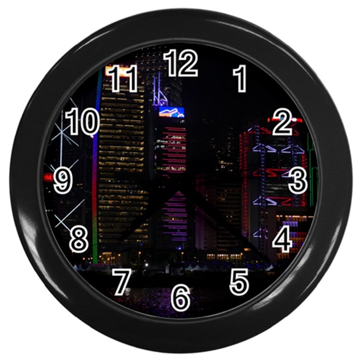 Hong Kong China Asia Skyscraper Wall Clock (Black)