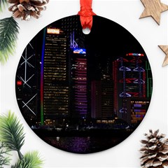 Hong Kong China Asia Skyscraper Round Ornament (two Sides) by Amaryn4rt