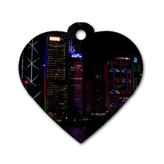 Hong Kong China Asia Skyscraper Dog Tag Heart (one Side) by Amaryn4rt