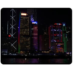 Hong Kong China Asia Skyscraper Fleece Blanket (medium) by Amaryn4rt