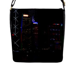 Hong Kong China Asia Skyscraper Flap Closure Messenger Bag (l) by Amaryn4rt