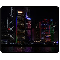 Hong Kong China Asia Skyscraper Two Sides Fleece Blanket (medium) by Amaryn4rt