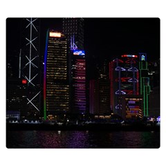 Hong Kong China Asia Skyscraper Two Sides Premium Plush Fleece Blanket (small) by Amaryn4rt