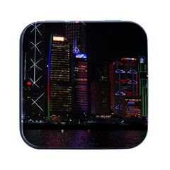 Hong Kong China Asia Skyscraper Square Metal Box (black) by Amaryn4rt