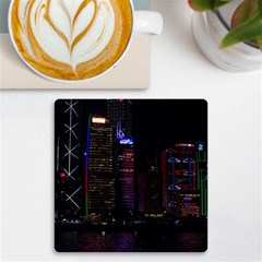 Hong Kong China Asia Skyscraper Uv Print Square Tile Coaster  by Amaryn4rt