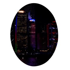 Hong Kong China Asia Skyscraper Oval Glass Fridge Magnet (4 Pack) by Amaryn4rt