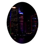 Hong Kong China Asia Skyscraper Oval Glass Fridge Magnet (4 pack) Front