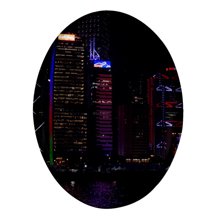 Hong Kong China Asia Skyscraper Oval Glass Fridge Magnet (4 pack)