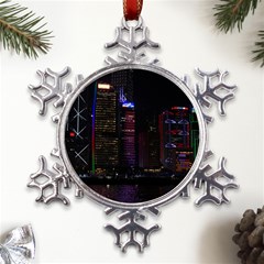 Hong Kong China Asia Skyscraper Metal Large Snowflake Ornament by Amaryn4rt