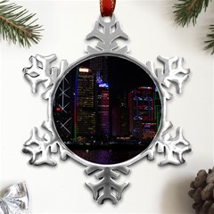 Hong Kong China Asia Skyscraper Metal Small Snowflake Ornament by Amaryn4rt