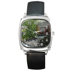 Landscape Summer Fall Colors Mill Square Metal Watch by Amaryn4rt