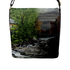 Landscape Summer Fall Colors Mill Flap Closure Messenger Bag (L)