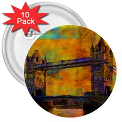 London Tower Abstract Bridge 3  Buttons (10 Pack)  by Amaryn4rt