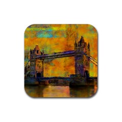 London Tower Abstract Bridge Rubber Coaster (square) by Amaryn4rt