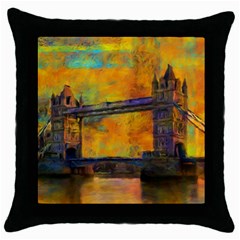 London Tower Abstract Bridge Throw Pillow Case (black) by Amaryn4rt