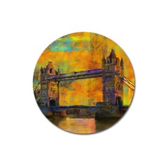 London Tower Abstract Bridge Magnet 3  (round) by Amaryn4rt