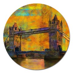 London Tower Abstract Bridge Magnet 5  (round) by Amaryn4rt