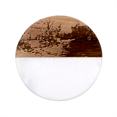 Landscape Summer Fall Colors Mill Classic Marble Wood Coaster (Round) 