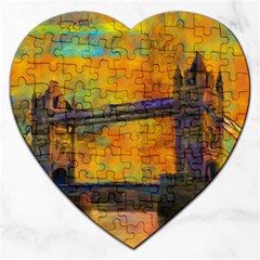 London Tower Abstract Bridge Jigsaw Puzzle (heart) by Amaryn4rt