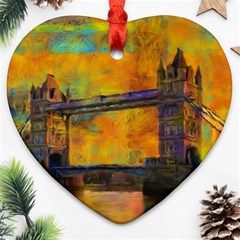 London Tower Abstract Bridge Heart Ornament (two Sides) by Amaryn4rt