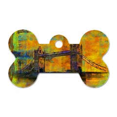 London Tower Abstract Bridge Dog Tag Bone (one Side) by Amaryn4rt