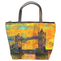 London Tower Abstract Bridge Bucket Bag by Amaryn4rt