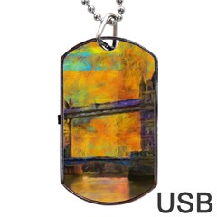 London Tower Abstract Bridge Dog Tag Usb Flash (two Sides) by Amaryn4rt