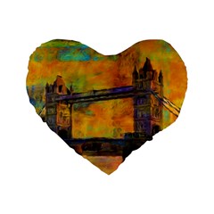 London Tower Abstract Bridge Standard 16  Premium Heart Shape Cushions by Amaryn4rt