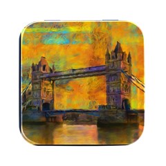 London Tower Abstract Bridge Square Metal Box (black) by Amaryn4rt