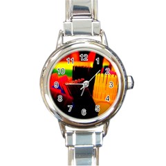 Plastic Brush Color Yellow Red Round Italian Charm Watch by Amaryn4rt