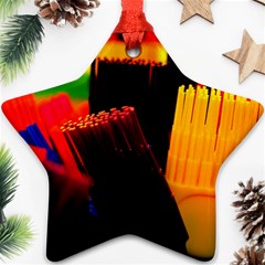 Plastic Brush Color Yellow Red Ornament (Star)