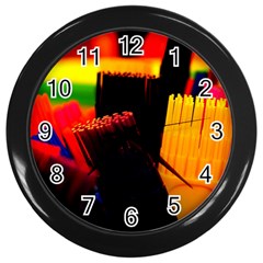 Plastic Brush Color Yellow Red Wall Clock (black) by Amaryn4rt