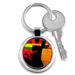 Plastic Brush Color Yellow Red Key Chain (Round) Front