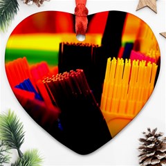 Plastic Brush Color Yellow Red Heart Ornament (two Sides) by Amaryn4rt