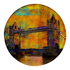 London Tower Abstract Bridge Round Glass Fridge Magnet (4 Pack) by Amaryn4rt