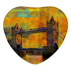 London Tower Abstract Bridge Heart Glass Fridge Magnet (4 Pack) by Amaryn4rt