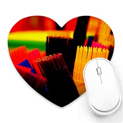 Plastic Brush Color Yellow Red Heart Mousepad