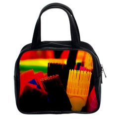 Plastic Brush Color Yellow Red Classic Handbag (Two Sides)