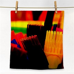 Plastic Brush Color Yellow Red Face Towel by Amaryn4rt