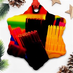 Plastic Brush Color Yellow Red Ornament (Snowflake)