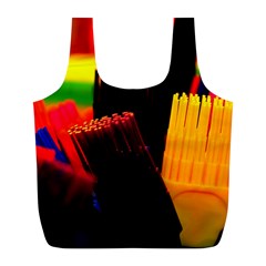 Plastic Brush Color Yellow Red Full Print Recycle Bag (L)