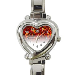 Effect Pattern Brush Red Heart Italian Charm Watch by Amaryn4rt