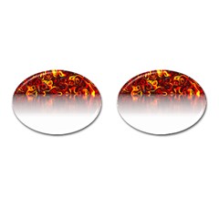 Effect Pattern Brush Red Cufflinks (oval) by Amaryn4rt