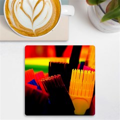 Plastic Brush Color Yellow Red Uv Print Square Tile Coaster  by Amaryn4rt