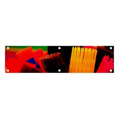 Plastic Brush Color Yellow Red Banner and Sign 4  x 1 