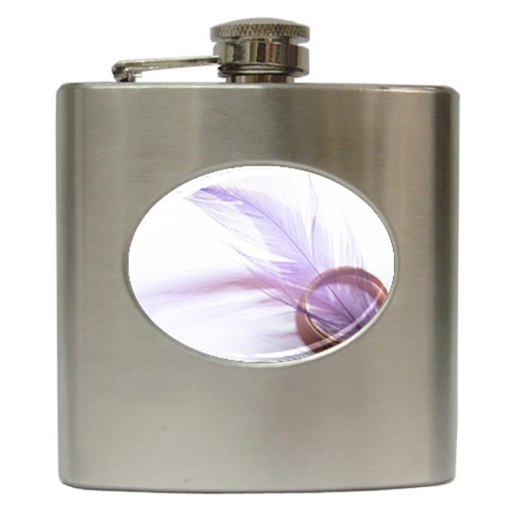 Ring Feather Marriage Pink Gold Hip Flask (6 oz)