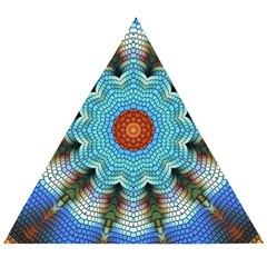 Pattern Blue Brown Background- Wooden Puzzle Triangle by Amaryn4rt