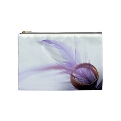 Ring Feather Marriage Pink Gold Cosmetic Bag (medium) by Amaryn4rt