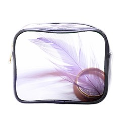 Ring Feather Marriage Pink Gold Mini Toiletries Bag (one Side) by Amaryn4rt